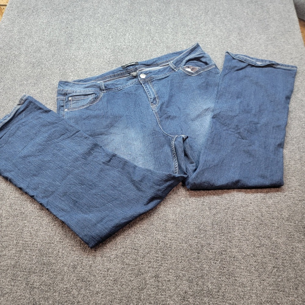 Lane Bryant Blue Embroidered Rhinestone Bootcut Jeans Plus Size 24 Stretch Denim